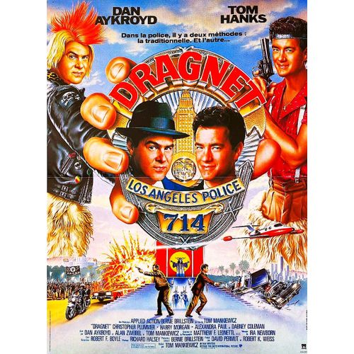 *** Dragnet Los Angeles Police De Tom Mankiewicz - 1987 - Dan Aykroyd - Tom Hanks - Affiche Cinma Originale Plie En 2 - 39 X 53 - Comme Neuf ***