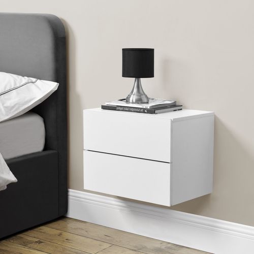 [En.Casa] Armoire Murale Avec 2 Tiroirs Table De Chevet Suspendue Table De Nuit Panneau De Particule Blanc 40 X 29 X 30 Cm
