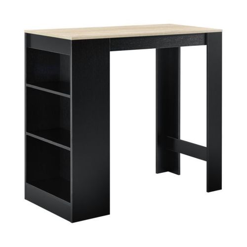 Table De Bar Avec Rangement Table Bistro Haut Avec 3 tagres Panneaux De Particules 110 X 50 X 103 Cm Noir Et Chne [En.Casa]