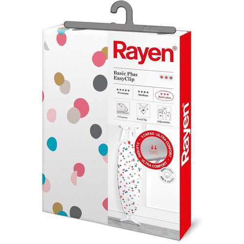 | Housse Pour Table  Repasser Universelle | 3 paisseurs : Double paisseur De Mousse Et Tissu 100 % Coton Imprim | Gamme Basic Plus,126X40cm | Blanc Et Imprim Confetti