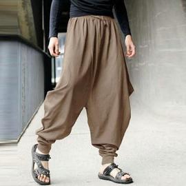 KAKI-XXXL] Pantalon de jogging lâche japonais pantalon croisé pour homme  entrejambe pantalon large à jambe large