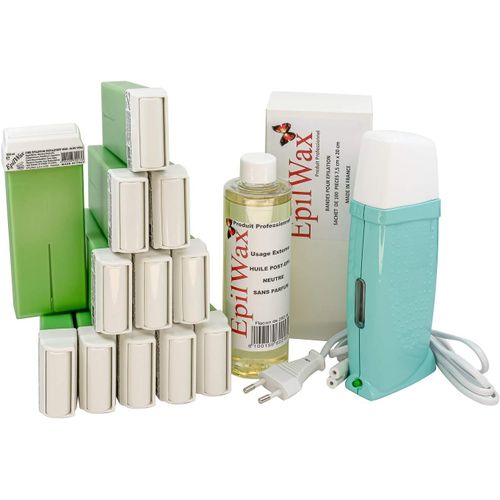 - Kit Chauffe Cire pilation Professionnelle Avec 12 X Recharges Roll On Cire  LAlo Vera, 100 X Bandes D'pilation Et Huile Aprs pilation - Gamme Royal