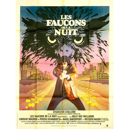 *** Les Faucons De La Nuit De Bruce Malmuth - 1981 - Sylvester Stallone - Rutger Hauer - Affiche De Cinma Originale - 120 X 160 Bon Etat ( Affiche Sur Les Angles ) ***