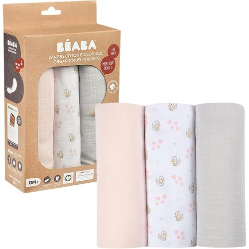 , Lot De 3 Langes Bb, Mousseline De Coton Biologique, Multi-U S Couverture Emmaillotage, Bavoir, Nomade, Doudou, Ultra Doux, Respirant, 70X70, Ecologique Et Sain, Motif Cygne