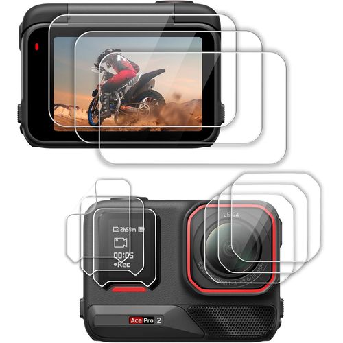 [Lot de 3 lentilles et protecteurs d'cran LCD adaptables pour Insta360 Ace Pro2, protection d'cran en verre tremp de 0,28 mm pour Insta 360 Ace Pro 2, accessoires d'appareil photo, ultra