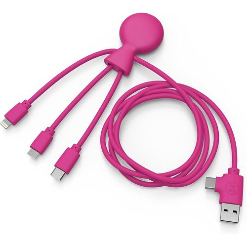 - Mr Bio 1m Cble Multi Usb 4 En 1 En Forme De Pieuvre - Chargeur Universel En Plastique Recycl - Pr Usb Universel Usb-C, Ligthning,Micro Usb, Usb Pour Smartphone Universelle - Rose
