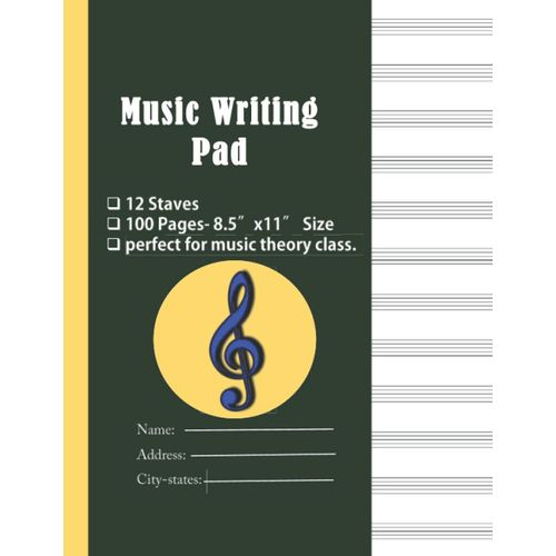 Music Writing Pad: Manuscript Paper Notebook: Blank Sheet Music Manuscript Paper Art Music Writing Pad: A Very Nice12 Staves Blank Sheet Music Journal: 8.5