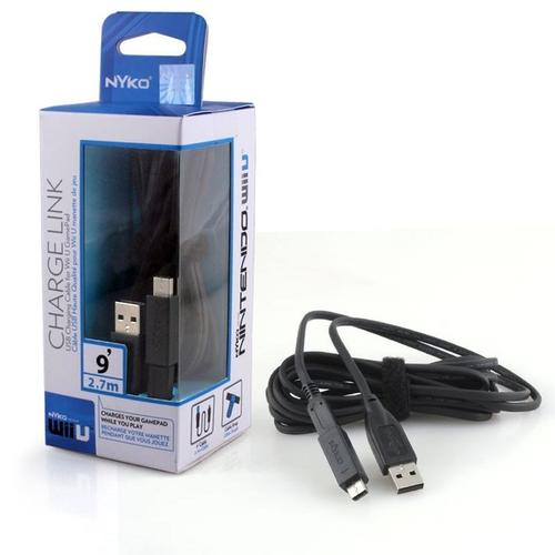 (Nyko) Cble de Chargement Recharge USB 2,7 mtres Pour Manette de Jeux GamePad Nintendo Wii U (WiiU)