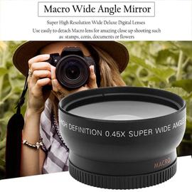 Objectif Macro Grand Angle Professionnel 52 mm 0,45 x Grand Angle pour Nikon D3200 D3100 D5200 D5100 Noir Super Grand Angle 