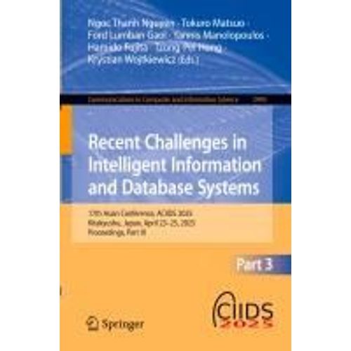 Recent Challenges In Intelligent Information And Database Systems    Format Broch 