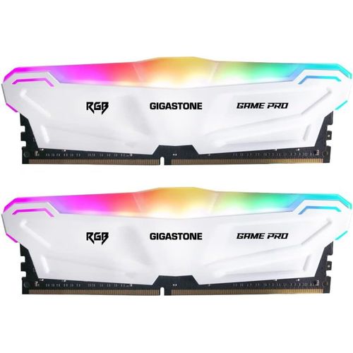 [RGB DDR4 RAM] GIGASTONE Game Pro 16Go Kit(2x8Go) DDR4 3200MHz PC4-25600 CL 16-20-20-40 Intel XMP 2.0 AMD Ryzen 1.35V UDIMM 288pin UnbuffeRouge Non ECC Mmoire Haute Performance pour PC Bureau-Blanc