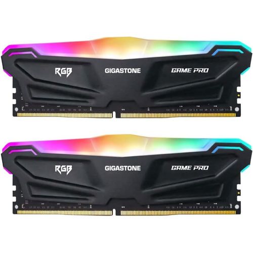 [RGB DDR4 RAM] GIGASTONE Game Pro 16Go Kit(2x8Go) DDR4 3200MHz PC4-25600 CL 16-20-20-40 Intel XMP 2.0 AMD Ryzen 1.35V UDIMM 288pin UnbuffeRouge Non ECC Mmoire Haute Performance pour PC Bureau-Noir