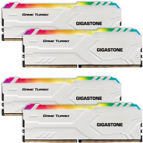 [RGB DDR4 RAM] GIGASTONE Game Turbo 32Go Kit(4x8Go) DDR4 3200MHz PC4-25600 CL16-18-18-40 Intel XMP 2.0 AMD Ryzen 1.35V UDIMM 288pin UnbuffeRouge Non ECC Mmoire Haute Performance pour PC Bureau-Blanc