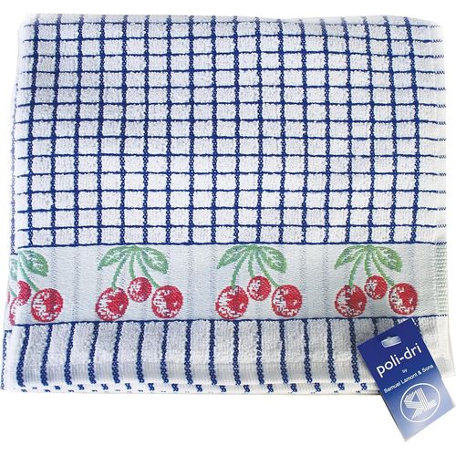 & Sons Poli-Dri Torchon Jacquard Cerises Bleues, Taille 50 Cm X 70 Cm, 100% Coton ponge, Ultra Absorbant Et Super Doux, Lavable En Machine, Bleu, Taille Unique, Noir[Gra12924]