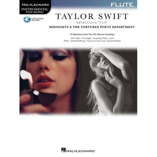 Taylor Swift - Selections From Midnights & The Tortured Poets Department Flute Play-Along Book With Online Audio - Recueil Avec Support(S) En Ligne Flte Traversire Hl01720864 9798350134254