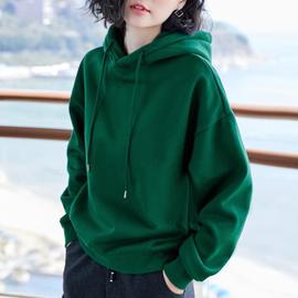 VERT FONCé-L] Sweats à capuche basiques en velours pour femmes, couleur  unie hiver femme, sweat-shirt décontracté