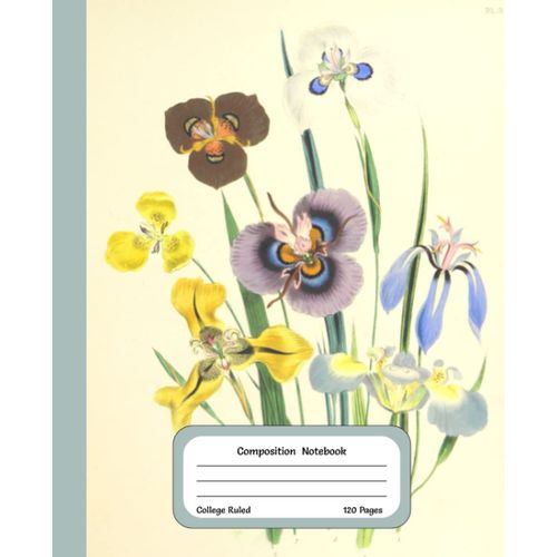 Vintage Botanical Flower Composition Notebook Phalocallis: Vintage 1841 Art Design | Beautiful Notebook For Flower Lovers | This Composition Notebook Is Perfect For School, Work Or College | College R    Format Broch 