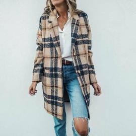 manteau en laine à carreaux femme