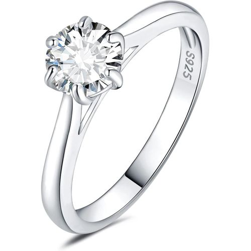 0.5-2ct Classique Moissanite Bague Taille Rond Solitaire Pierre Argent Massif 925 Femme,Plaqu Or Jaune Or Rose Bague Diamant Simul Fianailles Mariage Alliance,Ensemble Bijoux Mariee.[Y908]