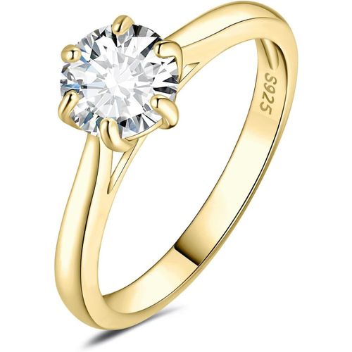 0.5-2ct Classique Moissanite Bague Taille Rond Solitaire Pierre Argent Massif 925 Femme,Plaqu Or Jaune Or Rose Bague Diamant Simul Fianailles Mariage Alliance,Ensemble Bijoux Mariee.[Y909]