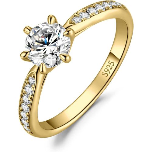0.5-3ct Classique Moissanite Bague Taille Rond Solitaire Pierre Argent Massif 925 Femme,Plaqu Or Jaune Plaqu Or Rose Bague Diamant Simul Fianailles Mariage,Ensemble Bijoux Mariee.[Y125]