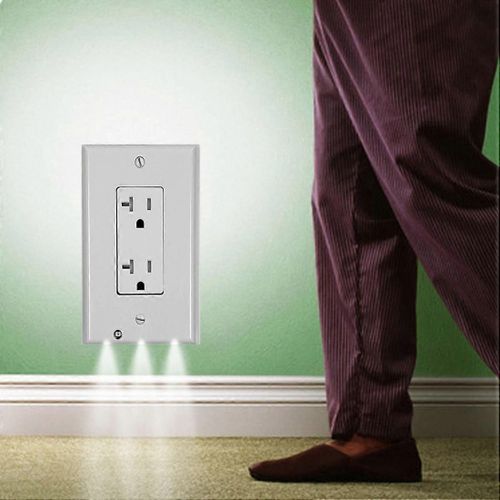 0.5w 110v Night Angel Square Plug Socket Sensor Veilleuse, Lumire Blanche Mini Veilleuse  Induction De Mouvement Du Corps Humain