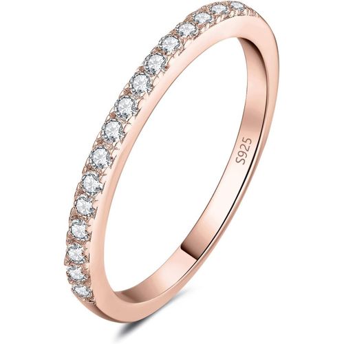 0.6ct Demi Eternel Empilable Bague Taille Rond 6 Cubic Zirconia Pierre Argent 925 Femme,Plaqu Or Jaune Or Rose Bague Fin Anneau Fianailles Mariage Promise Alliance,Bijoux Mariee.[Y375]