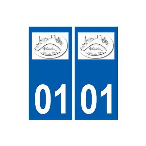01 Poncin Logo Ville Autocollant Plaque Sticker - Couleur : Droits - Angles : Droits