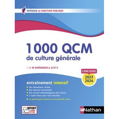 1 000 Qcm De Culture Gnrale - Catgories A, B, C - 2023-2024 Livre En Ligne  