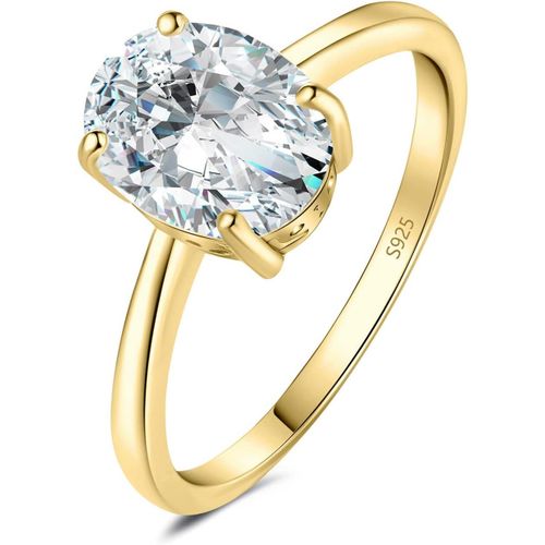 1-2ct Classique Cubic Zirconia Bague Ovale Solitaire Pierre Argent Massif 925 Femme,Plaqu Or Jaune Or Rose Bague Diamant Simul Fianailles Mariage,Ensemble Parure Bijoux Mariee.[Y101]