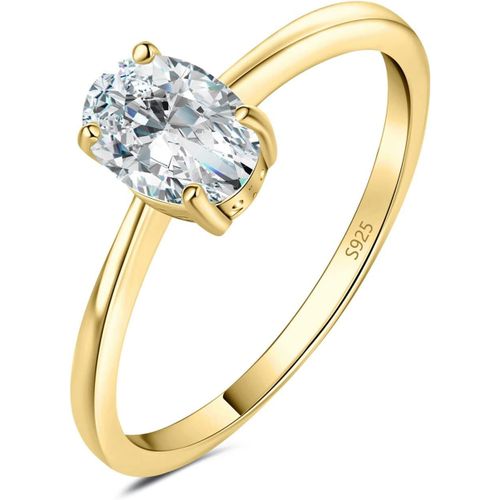 1-2ct Classique Cubic Zirconia Bague Ovale Solitaire Pierre Argent Massif 925 Femme,Plaqu Or Jaune Or Rose Bague Diamant Simul Fianailles Mariage,Ensemble Parure Bijoux Mariee.[Y102]
