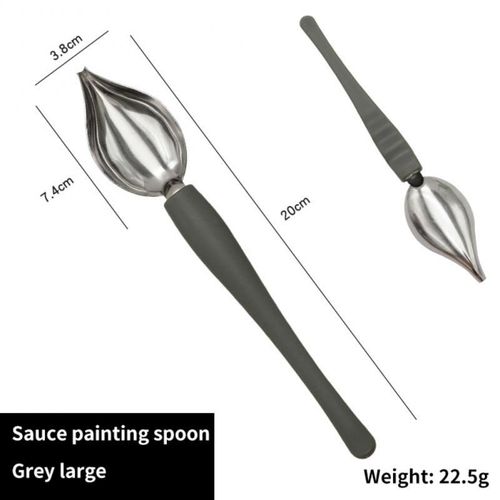 1/2pcs Saucier Cuillre Avec Bec Effil En Acier Inoxydable Caviar Cuillres Avec Poigne En Silicone Multi-Usage Chocolat Dessin Cuillres