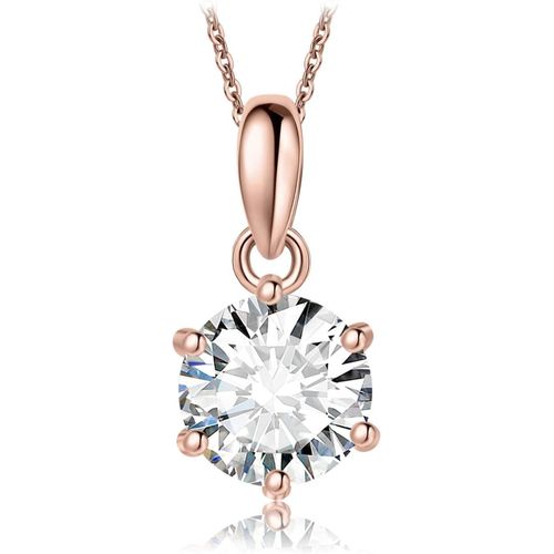 1-3ct Classique Cubic Zirconia Pendentif Taille Rond Solitaire Argent 925 Femme, Plaqu Or Jaune Or Rose Collier Chaine Diamant Simul Mariage Mariee 45cm, Ensemble Parure Bijoux Cadeau