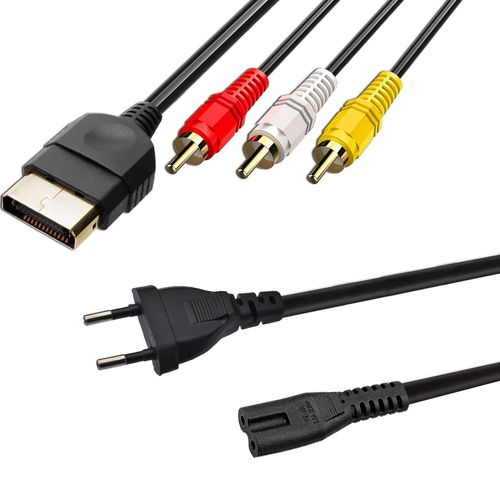 1.5 m Cble d'alimentation type C Fiche Euro vers Prise Femelle C7 EU pour Xbox/Xbox Series X/S/ PS5/ PS4/ PS3/ TV/PC, 1.8 m Cble Audio Vido 3 RCA AV pour XBOX