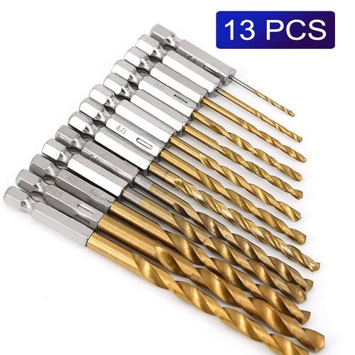 1,5mm - 6,5mm 13pcs Changement Rapide 1/4-Inch Hex Shank Twist Drill Bits Acier  Haute Vitesse Forets De Torsion Outils