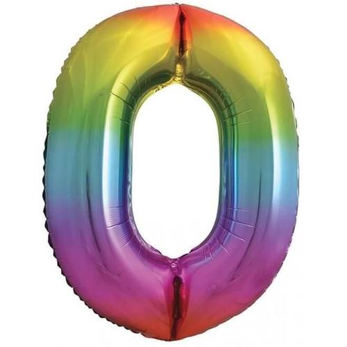 1 Ballon Aluminium Multicolore De 36cm Chiffre 0 Pour Fte D'anniversaire Ref/Balmmc00