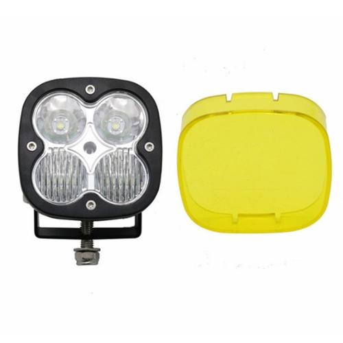 1 Combo Avec Couvercle - Projecteur Led Carr De 2 Pouces, 40w, Lampe De Conduite Pour Voiture Tout Terrain, Camion, Suv, Atv, Ute, Bateau, Avec Couvercle Jaune