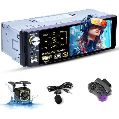 1 Din Car Radio 4.1'' LCD Touch Screen Bluetooth FM AM RDS EQ SWC TF Card/U Disk/AUX IN/2USB Charging/Rear View Camera/Remote Control