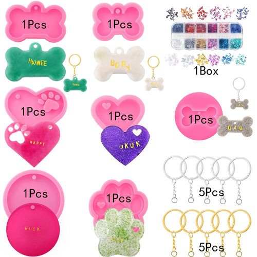 1 Ensemble De Porte-Cls En Forme D'os Pour Chien, Moule En Silicone Pour Bricolage, Artisanat, Pendentif, Outils De Fabrication, Moule En Rsine poxy Cristal