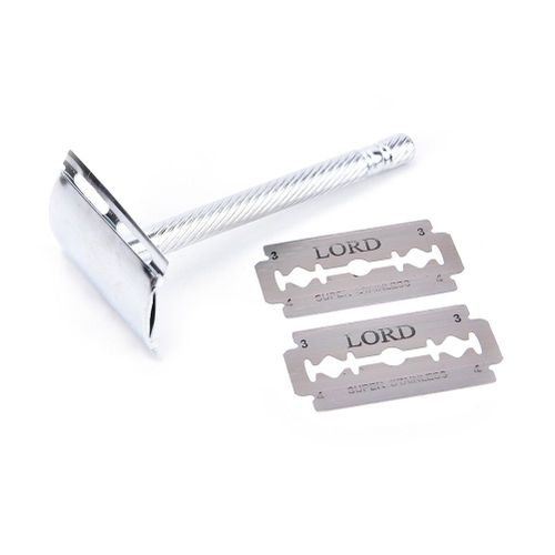 1 Ensemble Hommes Double Bord Lame Rasage Cheveux Rasoir 2 Lames Style Ancien