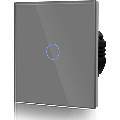 1 Gang 1 Voie Interrupteur Gnral  Commande Tactile, Interrupteur Mural  Commande Tactile Avec Indicateur Led Et Panneau En Verre 110v-240v Gris[Mat791306]
