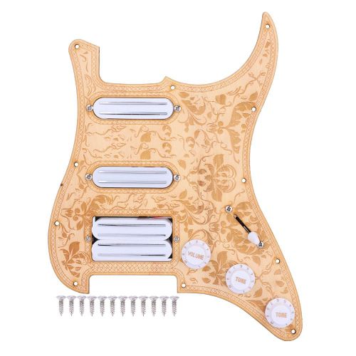 1 jeu de micros SSH pre-cables en erable a double rail avec plaque arriere pour guitare electrique