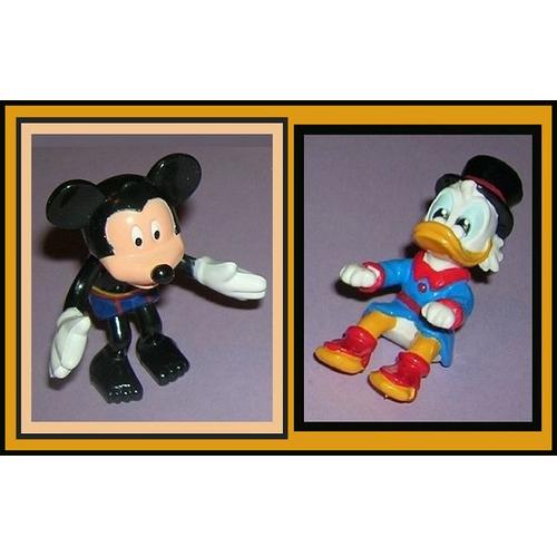 1 Lot De 2 Figurines ( Mickey & Picsou ) Disney, En Pvc, Anne 1980