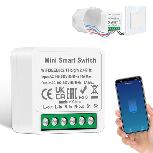 1 Module D'interrupteur Intelligent 1 Voie/2 Voies,Mini Interrupteur Wi-Fi  Monter Soi-Mme,S'adapte Derrire Un Interrupteur Mural,Compatible Avec Alexa Echo,Google Home,Smart Life