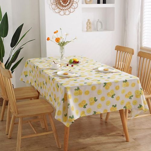 1 nappe rectangulaire  motif citrons pour dcoration de table de cuisine, salle  manger, buffet (140 x 180 cm)