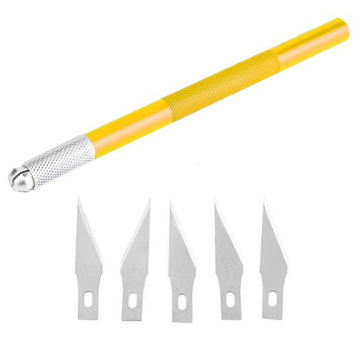 1 Outil De Decoupe Pour Stylo A Papier Et Metal, 5 Lames De Rechange (Jaune)