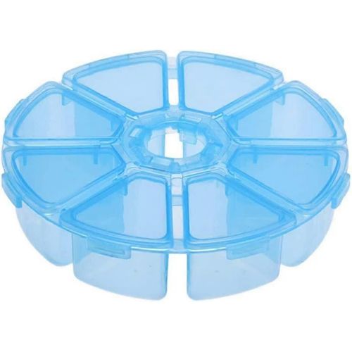 1 Pack Rond Bote De Rangement  8 Compartiments, Facile  Transporter, Pour Ranger Les Boucles DOreilles, Les Bagues, Les Perles, Les Strass, Les Pilules Et Plus Encore (Bleu)
