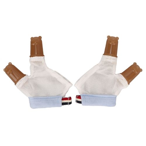 1 Paire De Protege-Doigts Anti-Succion Pour Bebe, En Silicone, Respirant, Avec Trous, 2 Doigts, Bleu, Taille M (10 A 18 Mois)