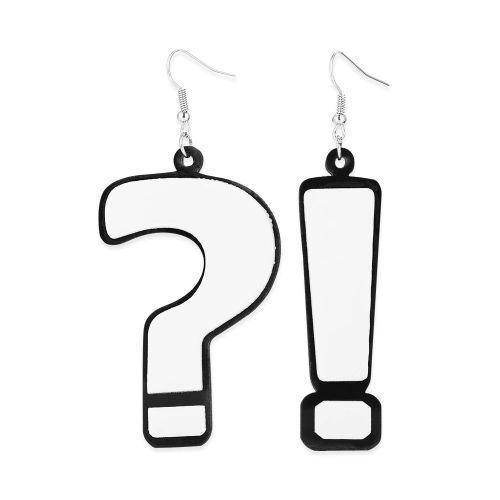 1 Paire/Ensemble De Boucles D'oreilles Pendantes Elegantes En Acrylique Pour Femmes, Avec Point D'interrogation Et Point D'exclamation