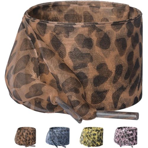 1 Paire Lacets De Chaussures Imprims Lopard Tendance,4cm De Large Lacets Imprims Animal En Ruban De Satin,Lacets En Mousseline De Soie Pour Femmes Et Filles